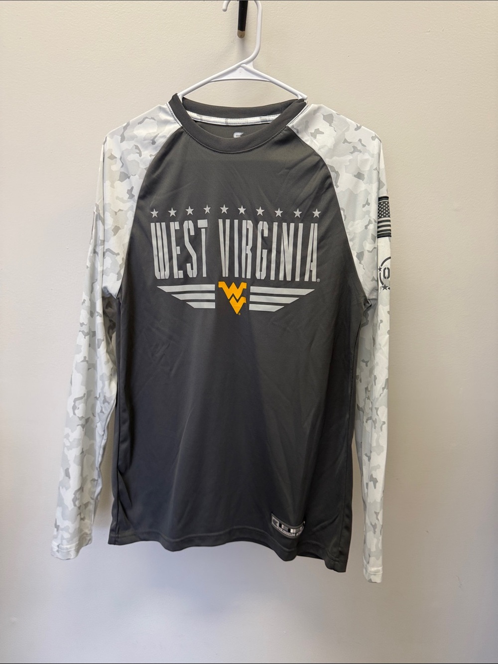 Colosseum West Virginia Long Sleeve Performance Tee - Charcoal & White Camo
